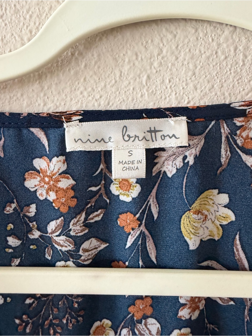 nine britton Navy Floral Wrap Blouse with Tie Waist - Picture 4 of 6